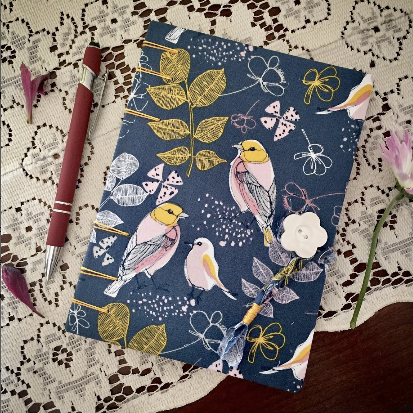 Bird and floral pattern book journal diary