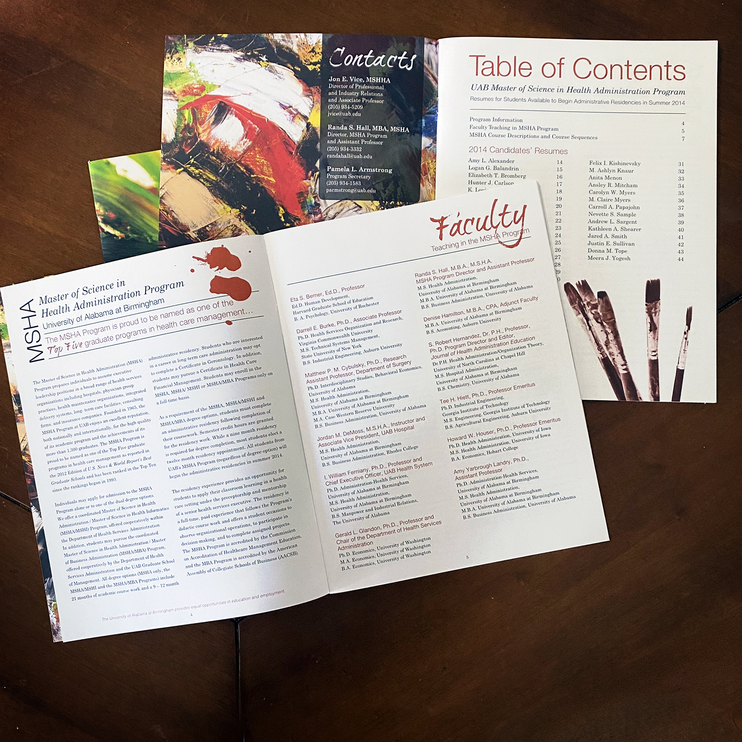 Painting theme book, inside spreads, full color and 2 color printing, paint brushes and art abstract art background