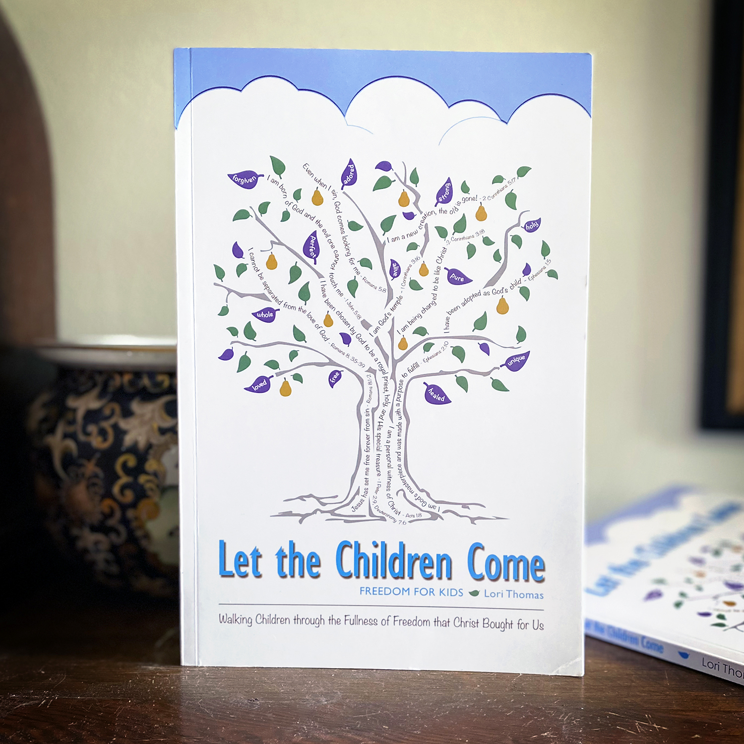 Cover for Let the Children Come Book, tree with scripture