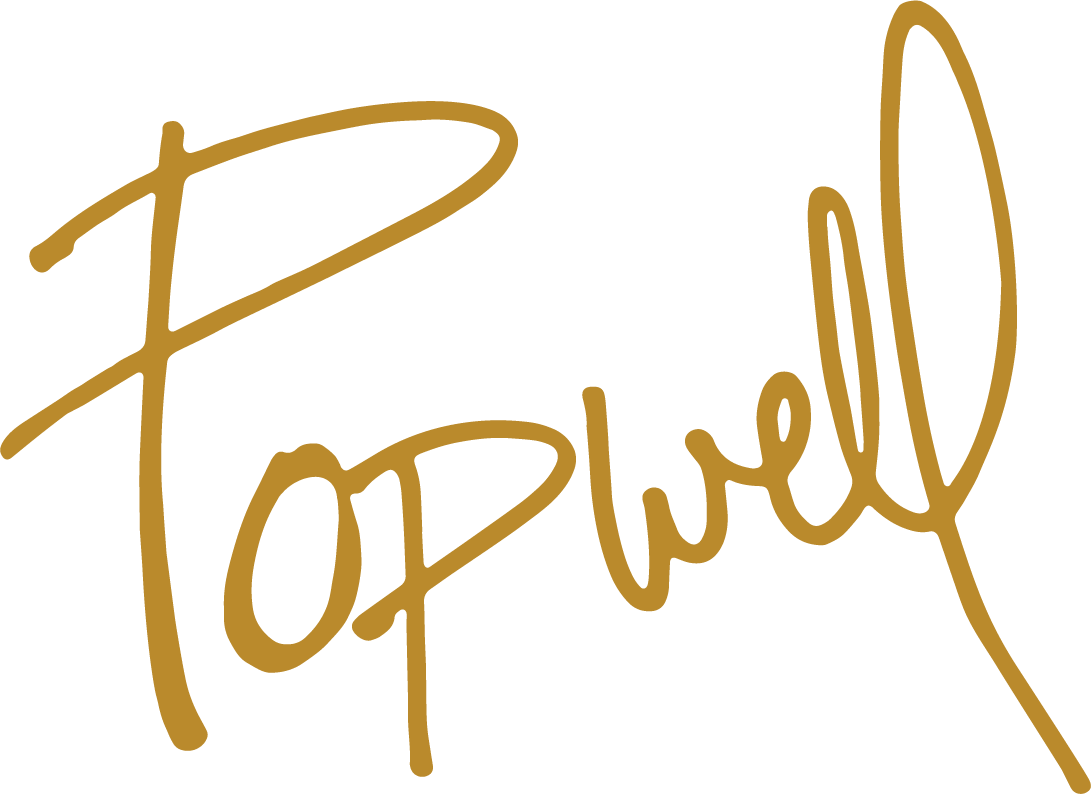 logo for The Popwell Collection, gold handwritten