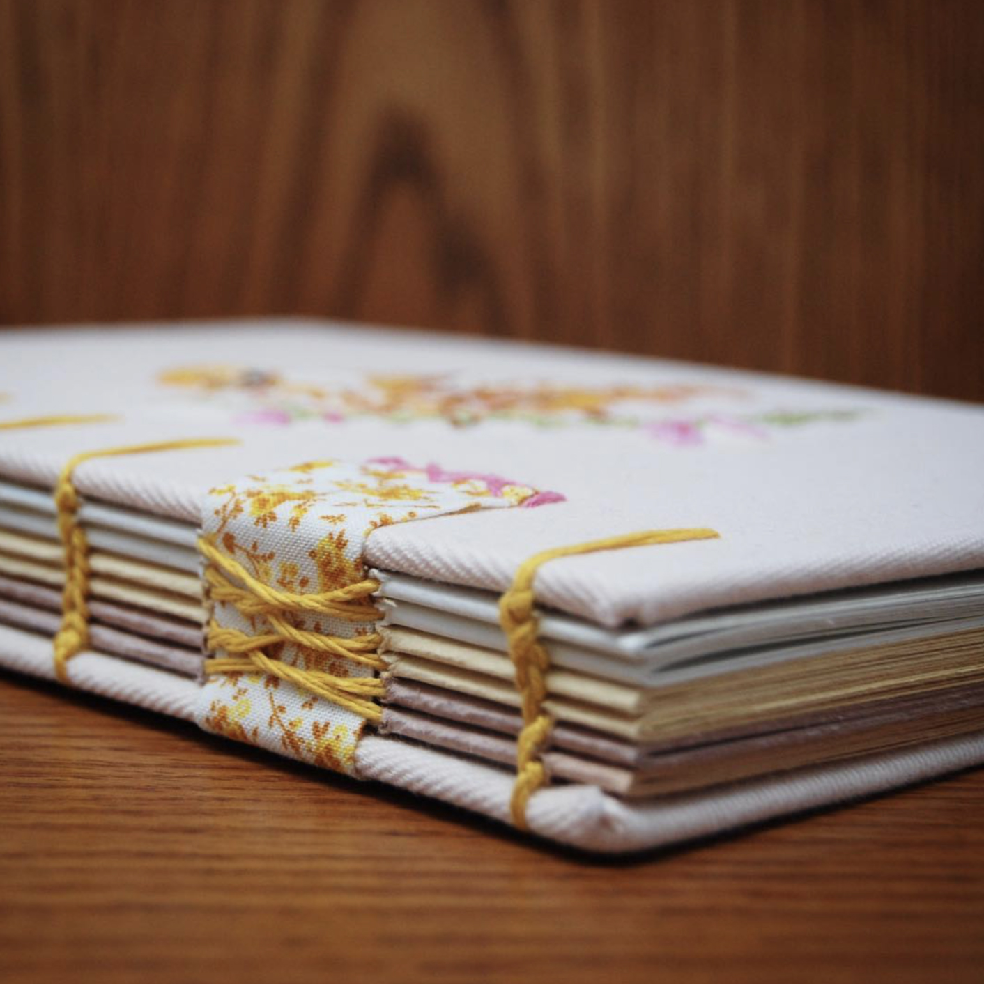 Spine handbound pink and orange bird book