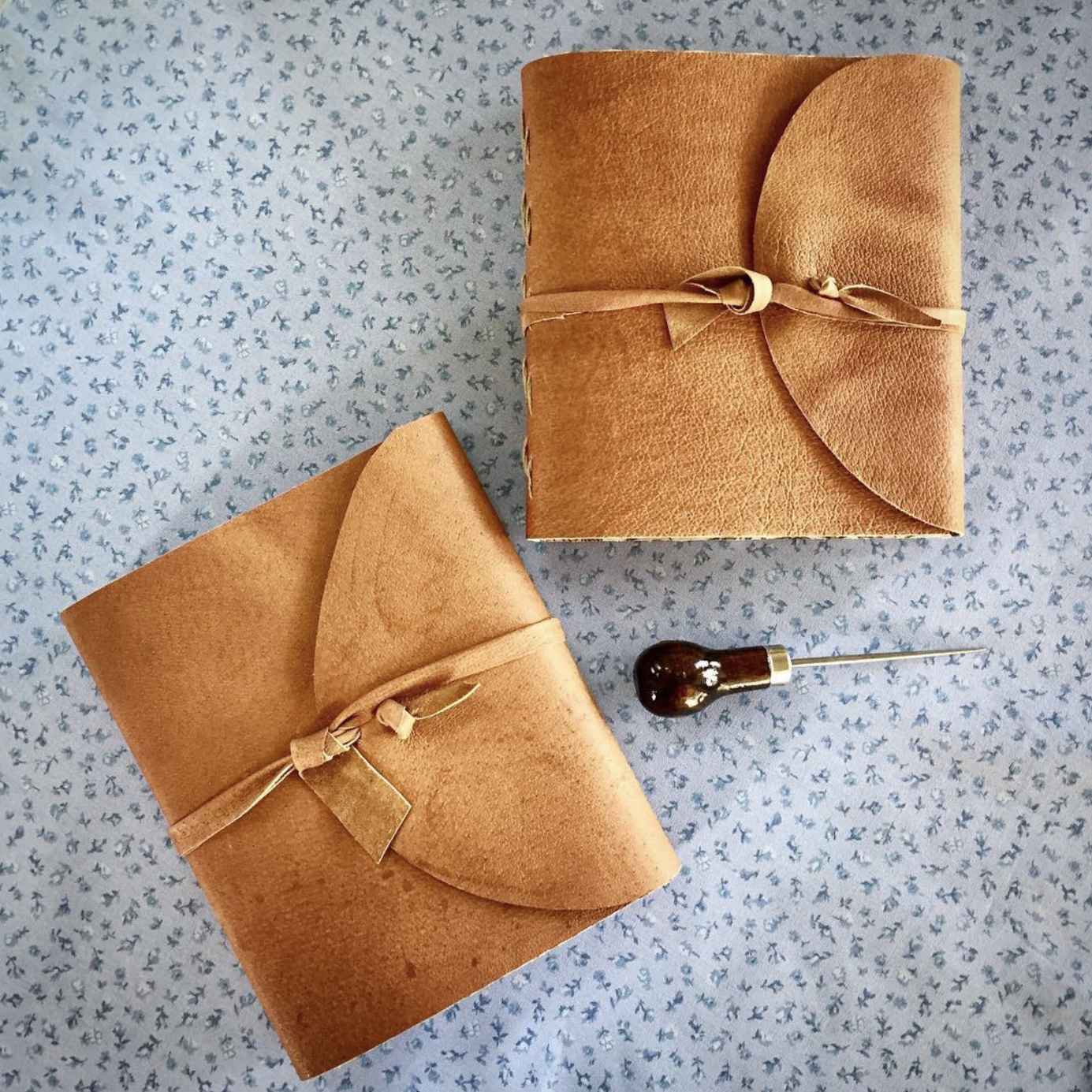 two leather journals book diary art books