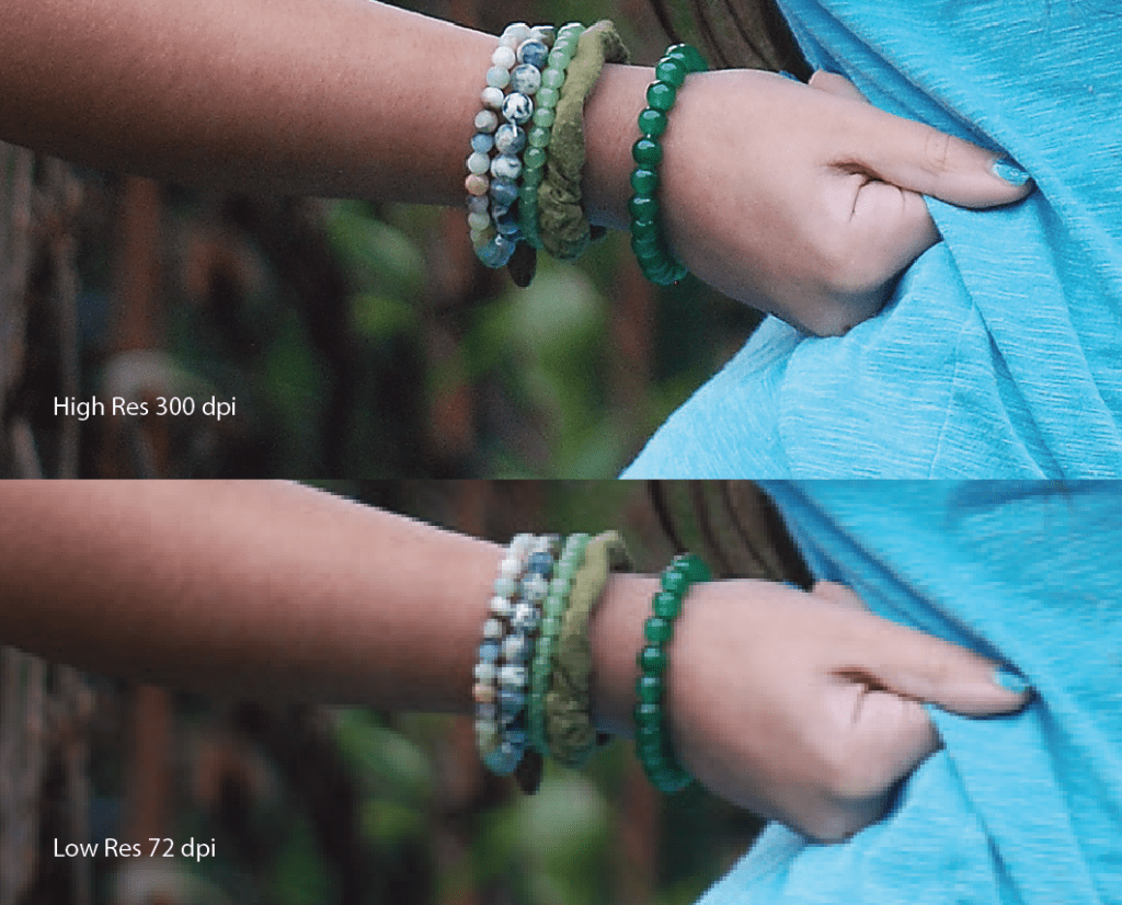 Head to head comparison of two versions of the same image to show the difference between high and low resolution.